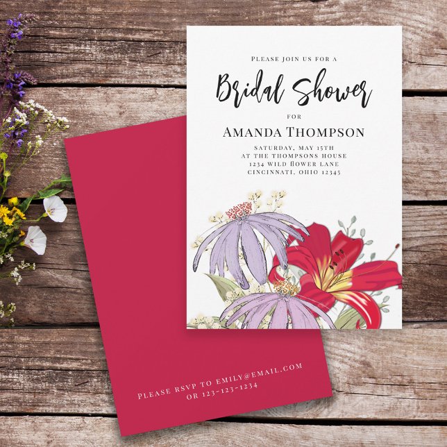 Watercolor Wildflowers Bridal Shower Custom  Invitation (Creator Uploaded)