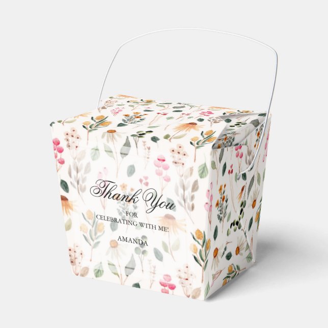 Watercolor Wildflowers Bridal Shower Favour Box (Front Side)