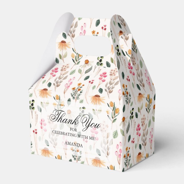 Watercolor Wildflowers Bridal Shower Favour Box (Front Side)