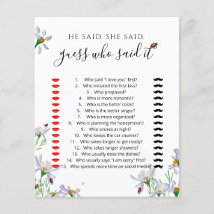 Watercolor Wildflowers Bridal Shower Game