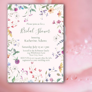 Watercolor Wildflowers Bridal Shower Invitation