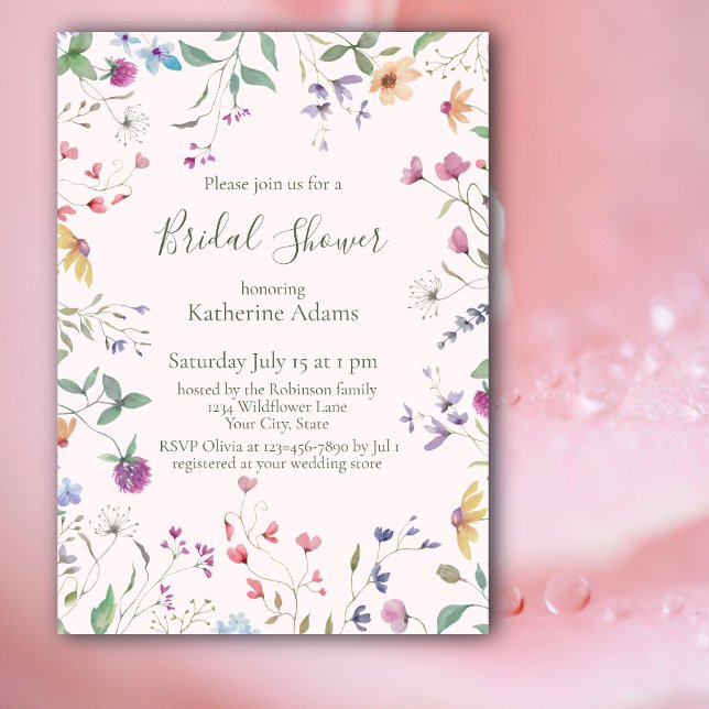 Watercolor Wildflowers Bridal Shower Invitation (Creator Uploaded)