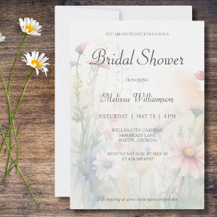Watercolor Wildflowers Bridal Shower Invitation