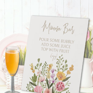 Watercolor Wildflowers Bridal Shower Mimosa Bar Pedestal Sign