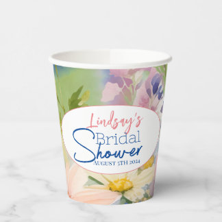 Watercolor Wildflowers Bridal Shower Paper Cups