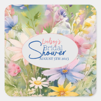 Watercolor Wildflowers Bridal Shower Sticker