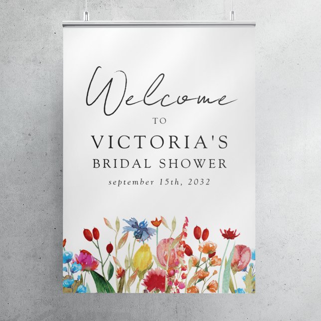 Watercolor Wildflowers Bridal Shower Welcome Sign (Creator Uploaded)