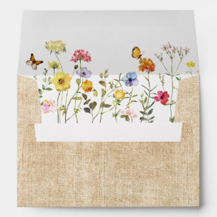 Watercolor Wildflowers & Butterflies Burlap Envelope