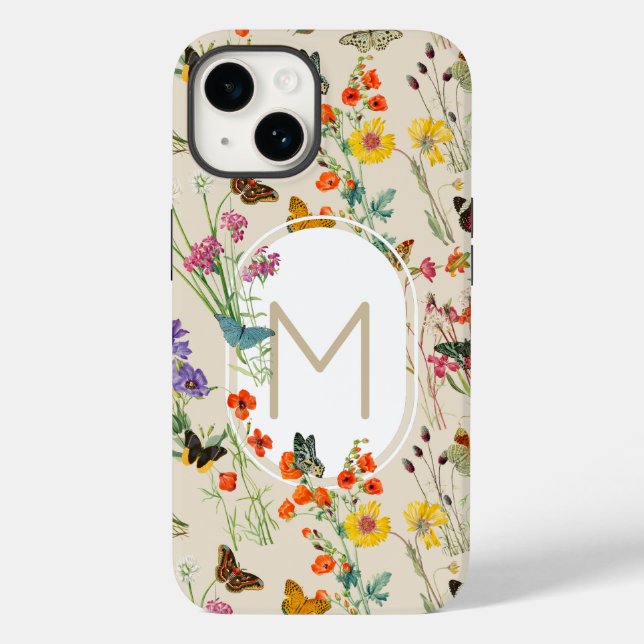 Watercolor Wildflowers & Butterflies Floral Garden Case-Mate iPhone Case (Back)
