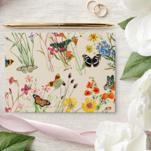 Watercolor Wildflowers & Butterflies Floral Garden Envelope