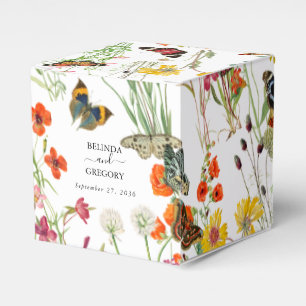 Watercolor Wildflowers Butterflies Floral Wedding Favour Box