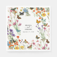 Watercolor Wildflowers Butterflies Floral Wedding