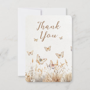 Watercolor Wildflowers Butterfly Boho Baby Shower Thank You Card