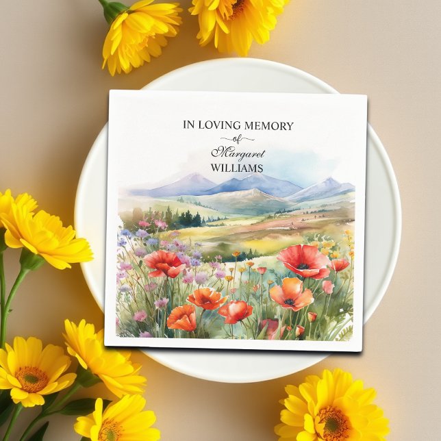 Watercolor Wildflowers Celebration Of Life Funeral Napkin (Creator Uploaded)