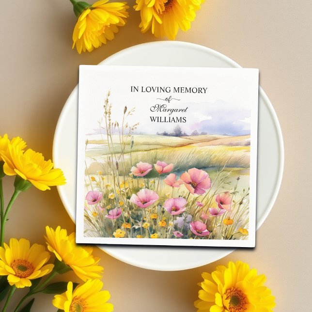 Watercolor Wildflowers Celebration Of Life Funeral Napkin (Creator Uploaded)