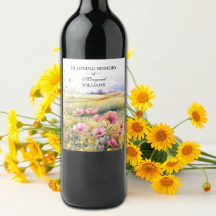 Watercolor Wildflowers Celebration Of Life Funeral Wine Label