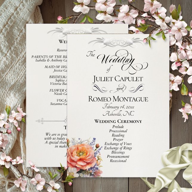 Watercolor Wildflowers - Cream Wedding Programme (Creator Uploaded)