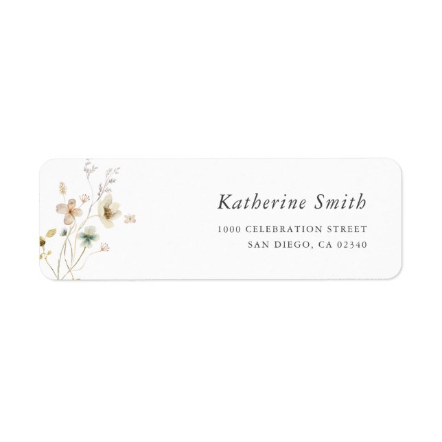 watercolor wildflowers custom address label (Front)