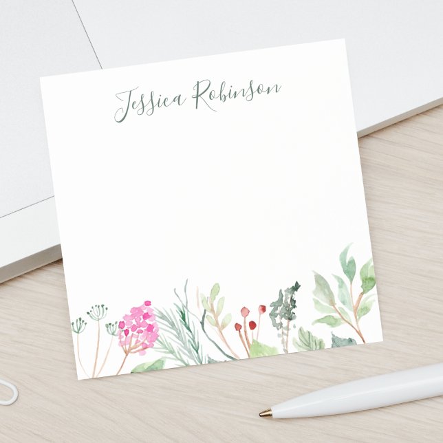 Watercolor Wildflowers Custom Name Floral Post-it Notes (Creator Uploaded)