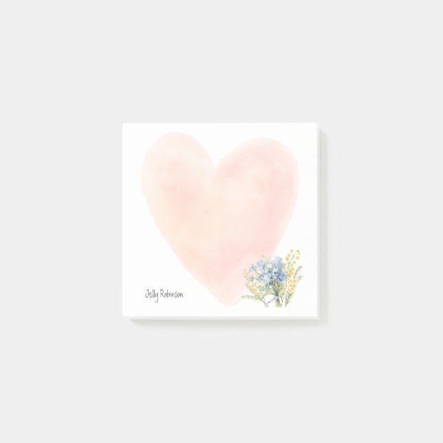 Watercolor Wildflowers Custom Name Floral Post-it  Notes (Front)