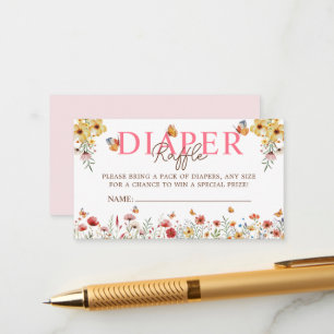 Watercolor Wildflowers Diaper Raffle Baby Shower Enclosure Card