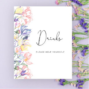 Watercolor wildflowers Drinks help yourself Poster