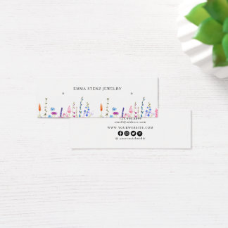Watercolor Wildflowers Earring Hoop Stud Mini Card