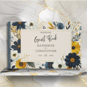 Watercolor Wildflowers Elegant Beige Wedding Guest Book