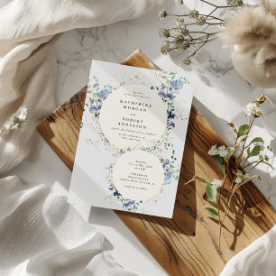 Watercolor Wildflowers Elegant Wedding Invitation