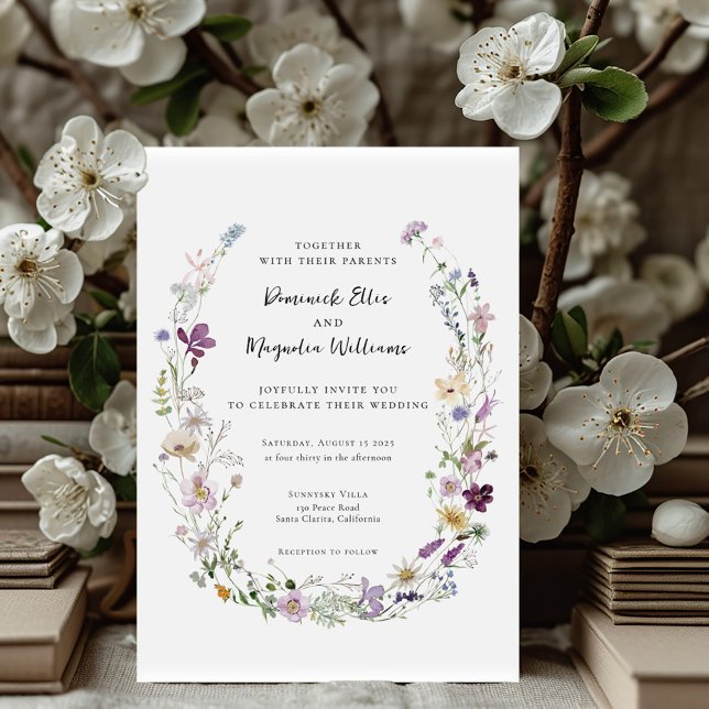 Watercolor wildflowers elegant wedding invitation (Creator Uploaded)