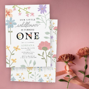 Watercolor Wildflowers Floral 1st First Birthday Invitation