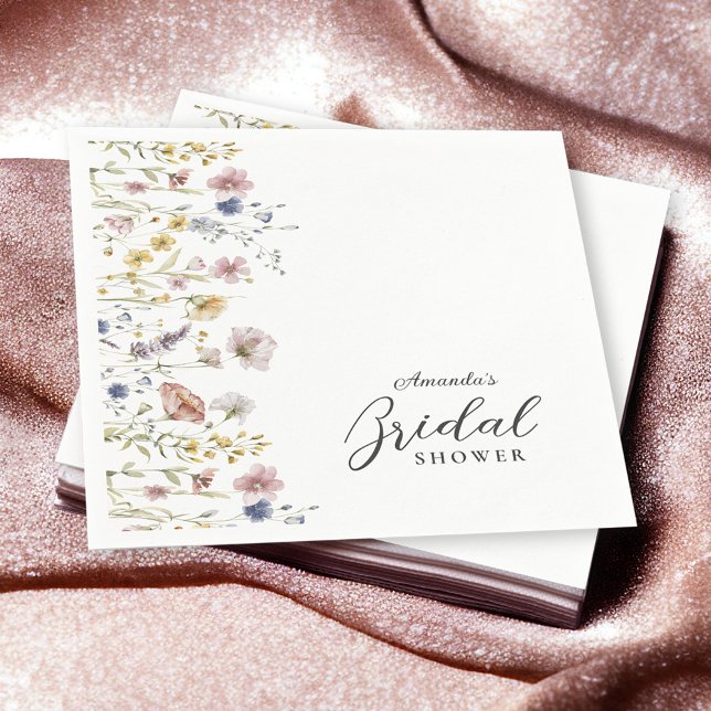 Watercolor Wildflowers Floral Bridal Shower Napkin (Creator Uploaded)