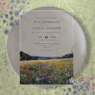 Watercolor Wildflowers Floral Meadow Wedding Acrylic Invitations