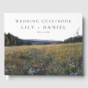 Watercolor Wildflowers Floral Meadow Wedding Guest Book