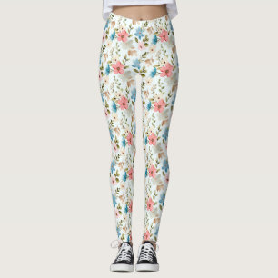 Watercolor Wildflowers Floral Pattern-67676 Leggings