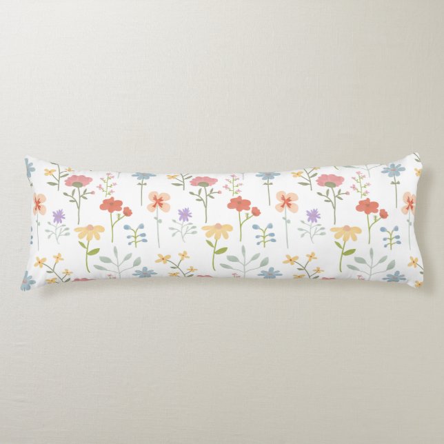 Watercolor Wildflowers Floral Pattern Body Cushion (Front)