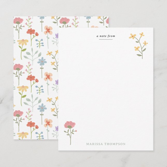 Watercolor Wildflowers Floral Pattern Card (Front/Back)