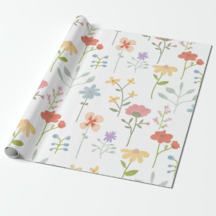 Watercolor Wildflowers Floral Pattern Wrapping Paper