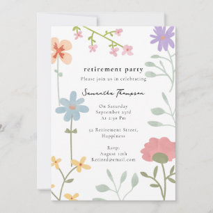 Watercolor Wildflowers Floral Retirement Party Invitation