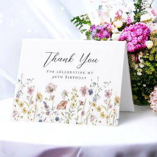 Watercolor Wildflowers Floral Thank You Card