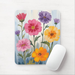 Watercolor Wildflowers Flower Field Painting Mouse Mat