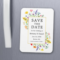 Watercolor Wildflowers Gold Frame Save The Date