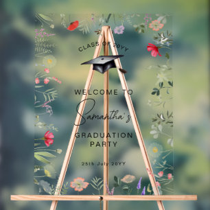 Watercolor Wildflowers Graduation Welcome Sign 