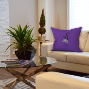 Watercolor wildflowers initial monogram  cushion