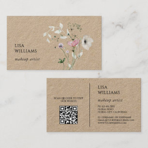 Watercolor Wildflowers Kraft Business Card