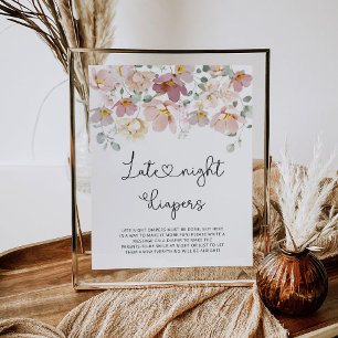 Watercolor wildflowers Late night diapers game Pos Poster