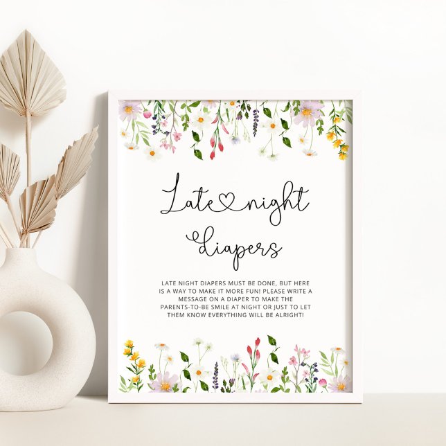 Watercolor wildflowers Late night diapers game Poster (Creator Uploaded)