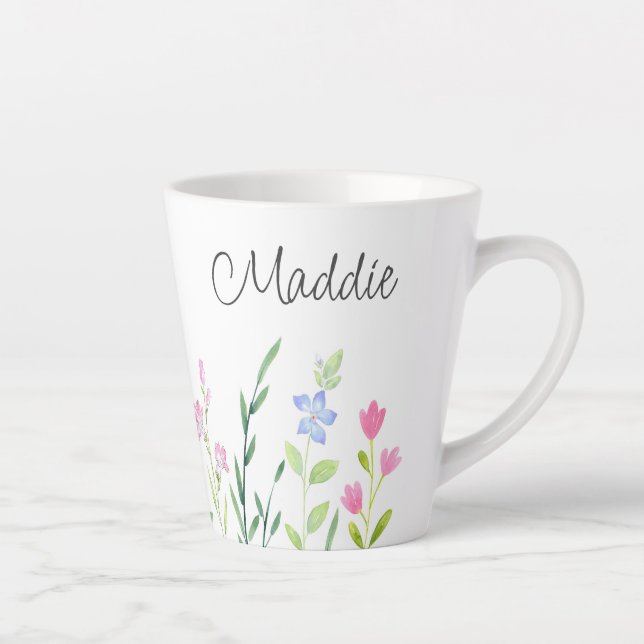 Watercolor Wildflowers Latte Mug (Right)