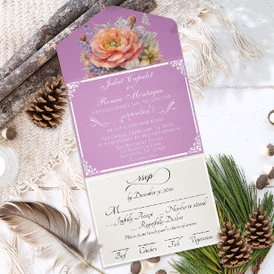Watercolor Wildflowers - Lavender All In One Invitation