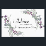 Watercolor Wildflowers Lavender Bridal Advice Card<br><div class="desc">Beautiful Watercolor Wildflowers of Soft Greens and Lavender and Purples.  Coordinating floral on the back. Matching items to complete your event collection are available in our Zazzle store!</div>